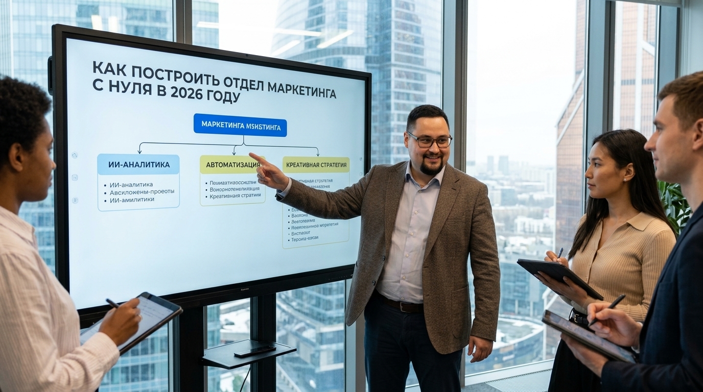 Отдел маркетинга с нуля 2026–2027: структура команды, AI-стек, Claude MAX
